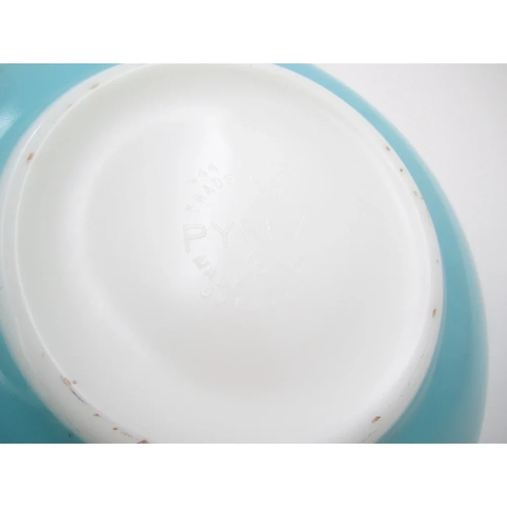 Vtg Pyrex Butterprint Turquoise 444 Cinderella Mixing Bowl 4 Qt Amish Print